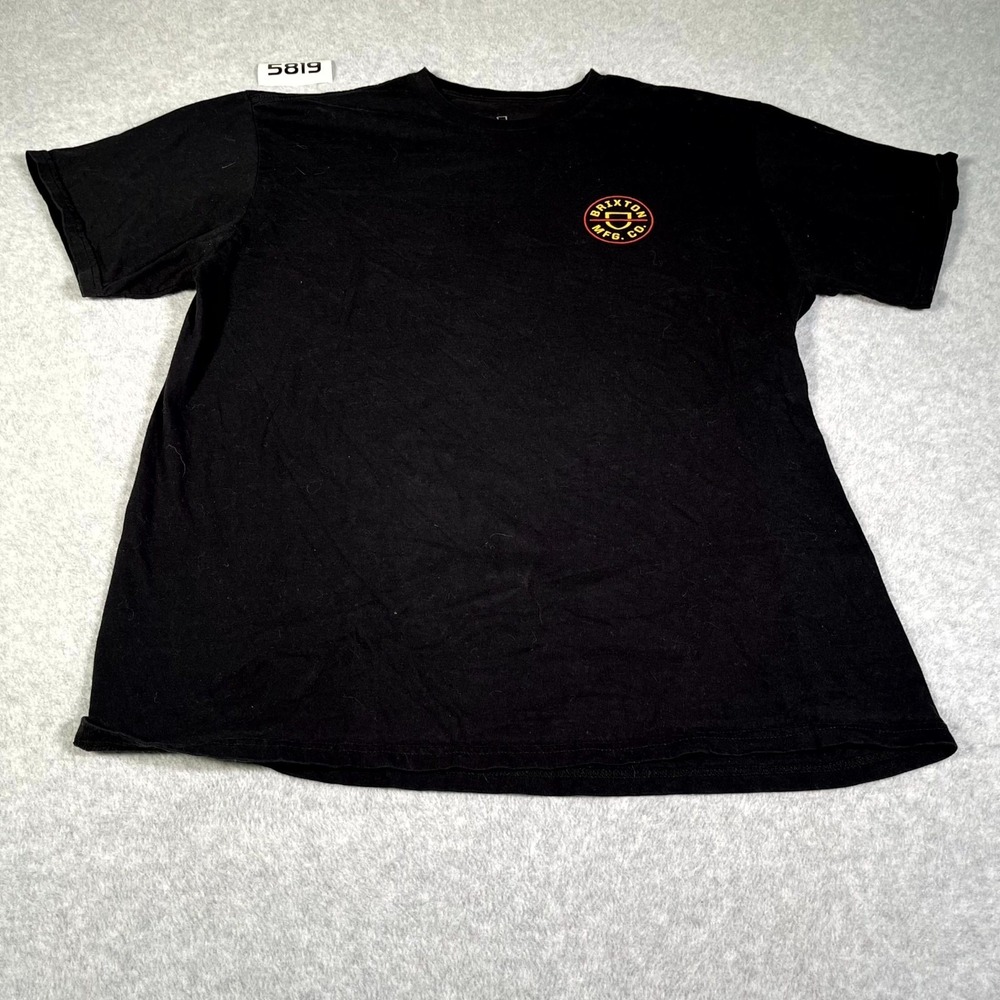 Brixton MFG Co T Shirt Mens 2XL Black Standard Fit Cotton Shield Graphic Print
